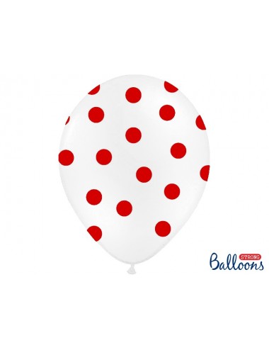 Ballonnen wit rode stippen (6st) | Event Musthaves