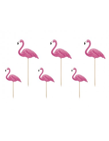 Cake toppers Flamingo's (6st)