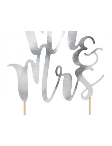 Cake topper "MR&MRS" zilver