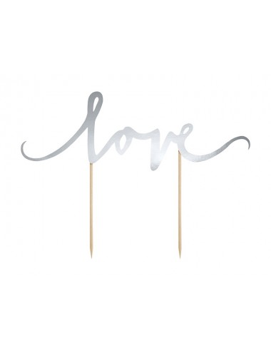 Cake topper "Love" zilver