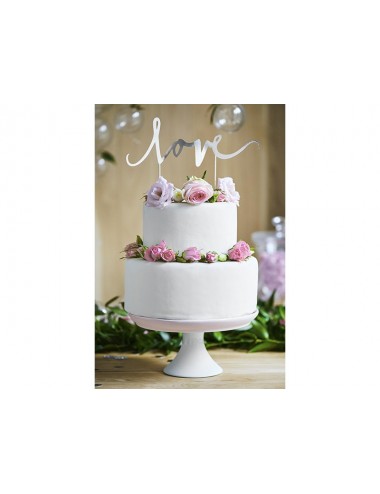 Cake topper "Love" zilver