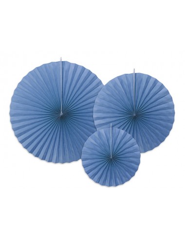 Papieren waaiers blauw (3st)