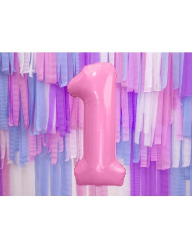 XL Folieballon roze cijfer "1"