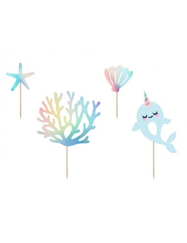 Cake toppers "Narwhal" (4st)