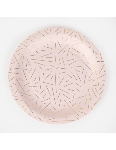 Papieren bordjes roze/goud...