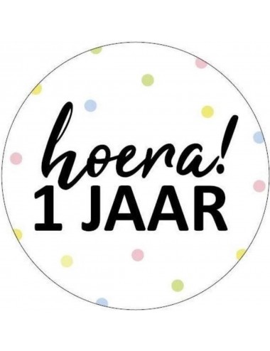 Sticker "Hoera 1 jaar"...