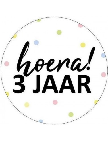 Sticker "Hoera 3 jaar"...