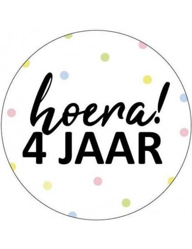 Sticker "Hoera 4 jaar"...