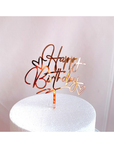 Cake topper rosegoud "Happy...