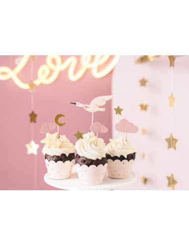 Cake topper Ooievaar roze