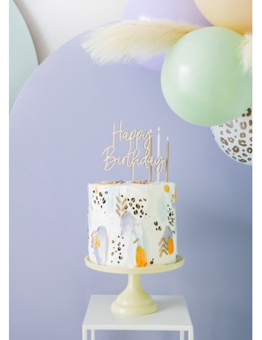 Cake topper hout "Happy...