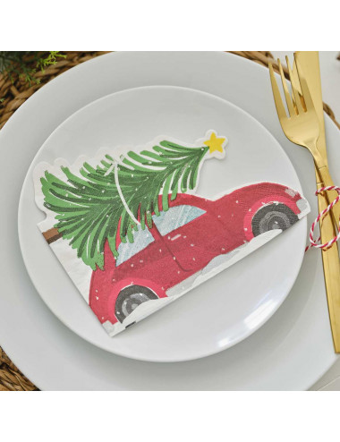 Servetten Kerstauto (16st)